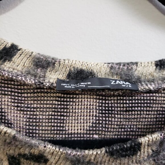 Zara * Leopard Print Fleece Sweatshirt * Sz L - Picture 9 of 11